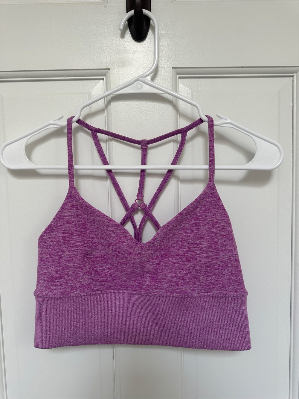 ALO Yoga Heathered Purple Strappy Sports Bralette